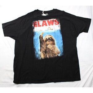 Claws Sloth, Jaws Parody Graphic T-Shirt Black 2X By Black Matter